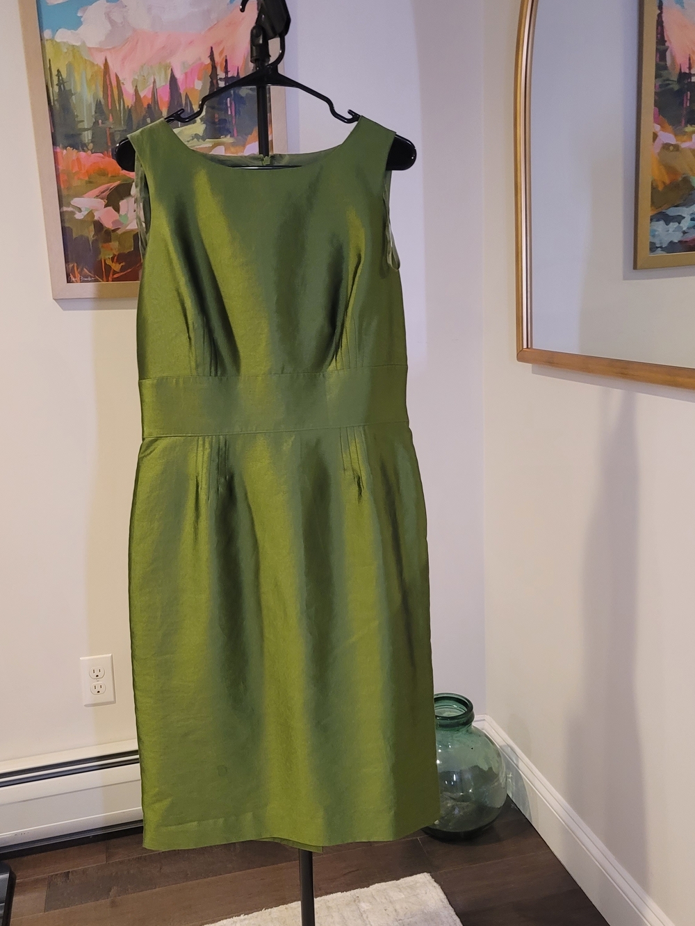 TALBOTS Silk Blend Sleeveless Green Sheath Dress Women's Size 12